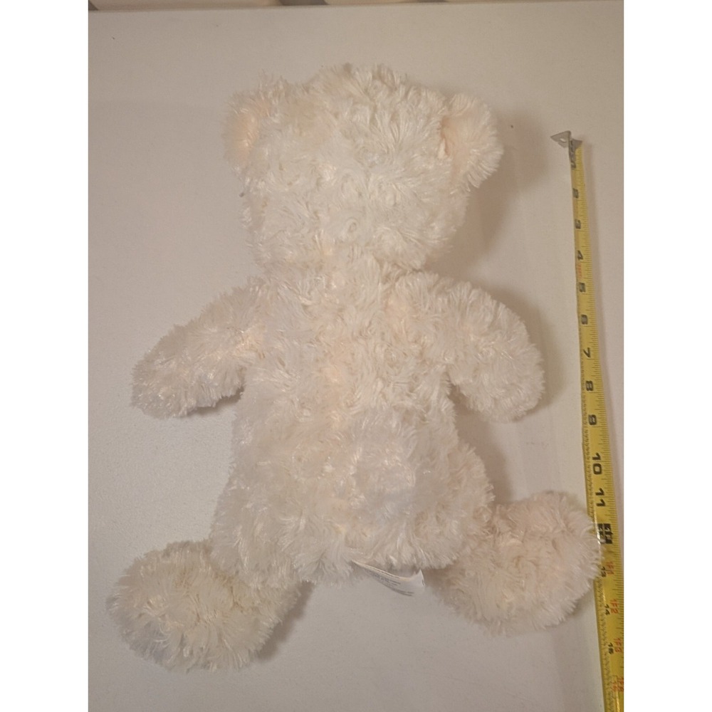 White Plush Teddy Bear 14" Soft Fur Happy Valentine's Day Tag‎ Red Scarf - Picture 2 of 4